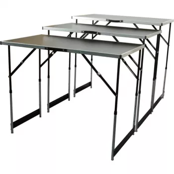 BRÜDER MANNESMANN M70113 multifunktions-klapbord-sæt, 3-dele, MDF E1 bordplade 2,7 mm, aluminiumsramme, sølv/grå