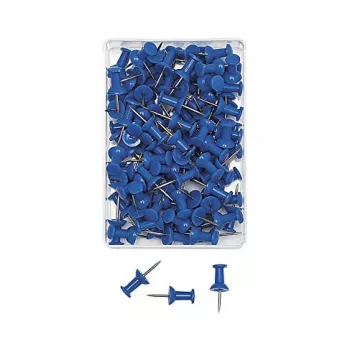 WEDO tegnestifter blå 100 stk. 12 mm nålestyrke 10 mm hoveddiameter i klar plastæske 54 203