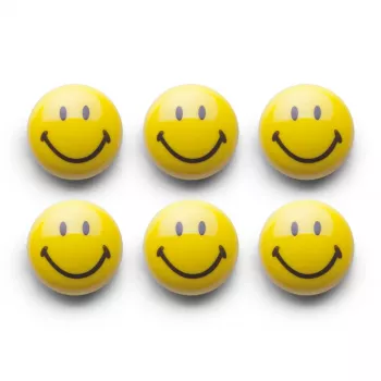 Zeller Smiley magnet-sæt 6 stk. 3 cm gul 11204