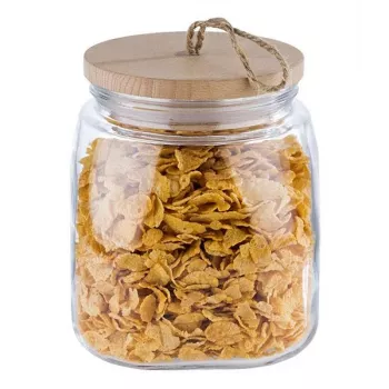 APS Woody 2L Glass Storage Jar with Acacia Wood Lid 82256
