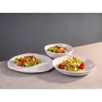 APS FOOTMARK Serving Bowl 0.6L White/Grey Melamine 85321