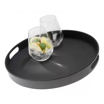 APS Bistro rundt serveringsbakke, sort, 35,5 cm, melamin, stablebar, opvaskemaskinefast (84045)