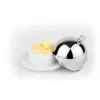 APS Butter Server, Porcelain Dish with Stainless Steel 18/8 Lid, 180 x 130 x 70 mm, White/Silver, 1 Piece 15921
