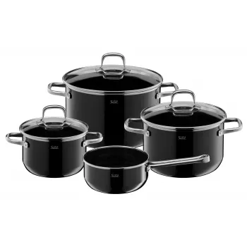 Silit Elegance Line 4-delt grydesæt, Silargan sort, til alle komfurtyper, ridsefast, varmebestandig op til 250°C 3201019232