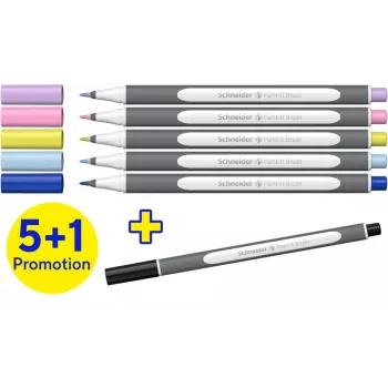 Schneider Paint-It 070 tuschpen sæt, 6 forskellige farver, 1 mm rund spids, vandbaseret blæk, ventileret sikkerhedshætte ML07010502