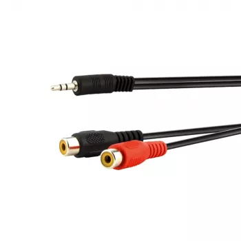E+P 3,5 mm jack til 2 RCA-bøsning lydadapterkabel 0,2 m sort 463450