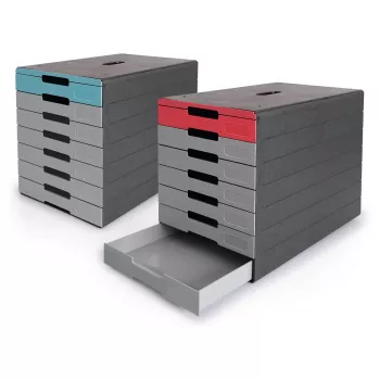DURABLE IDEALBOX PLUS skuffeboks, 7 skuffer, DIN A4, grå/blå, polystyren 776306