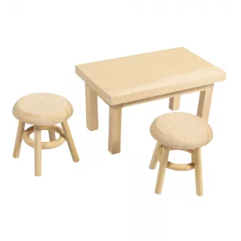 Rayher Mini Gnome Table with 2 Stools, Natural Wood, 3-Piece Set 46819505