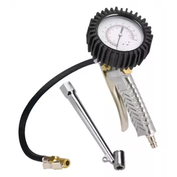 Einhell 4133110 analog dæktrykmåler med manometer, 0-10 bar / 0-145 psi, udluftningsventil