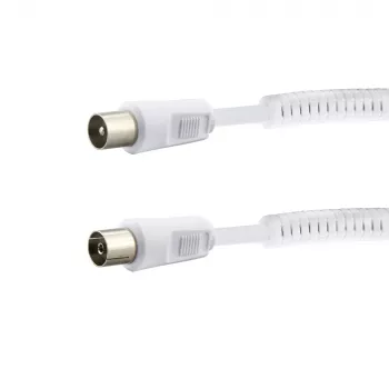 E+P AB101 hvidt koaksial-antennekabel 1,5m IEC-stik til hunstik 75dB afskærmning