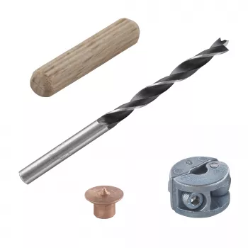 Wolfcraft 2916000 bøgetræ-dyvel-sæt 6 mm, 50 rillede dyvler + 4 stål dyvelmarkører