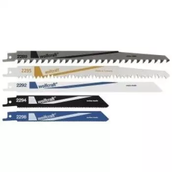 Wolfcraft 3599000 Bajonetsavklingesæt, 5-dele, HCS & Bi-Metal, 150/230 mm, 6/18 TPI, universel 1/2 inch Skaft