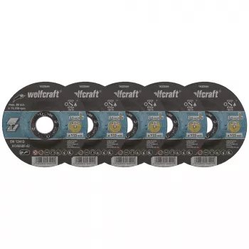 Wolfcraft 1620300 skæreskive-sæt, 115 mm diameter, 22,23 mm boring, 1,0 mm tyk, 5 stk, til metal og rustfrit stål