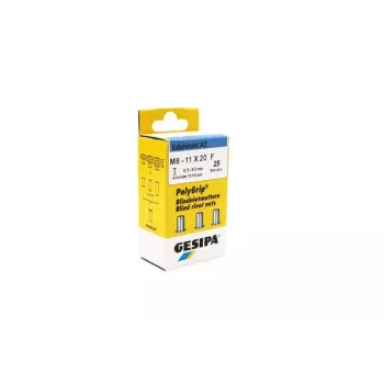 GESIPA PolyGrip® blindnitemøtrik M8 rustfrit stål A2, 11x20mm, 25 stk. 1464837