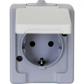 HEINRICH KOPP overflade-Schuko-stikdåse 16A 250V IP44 grå/hvid 100648007