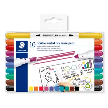 STAEDTLER 3010 TB10 Fiberpen, 10 forskellige farver, 1,0 mm rundspids, vandbaseret blæk