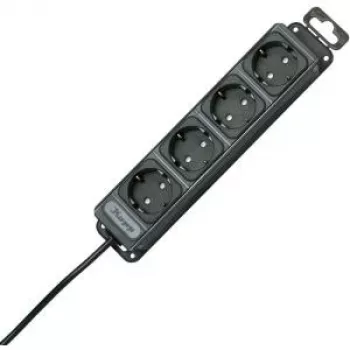 HEINRICH KOPP 4-fach stikdåse uden afbryder, antracit, 1,4 m kabel, Schuko 127115016