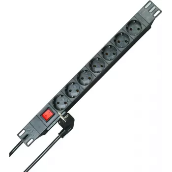 HEINRICH KOPP 19 inch 1U rack-stikdåse 7-fach Schuko sort 2 m kabel 16A 930705011