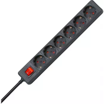 HEINRICH KOPP 6-fach stikdåse, 1,4 m, sort 120915006