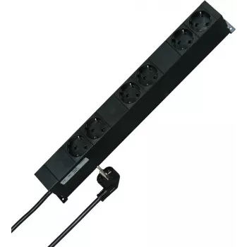 HEINRICH KOPP 19 inch rack-stikdåse 6-vejs Schuko sort 2m kabel 931615016