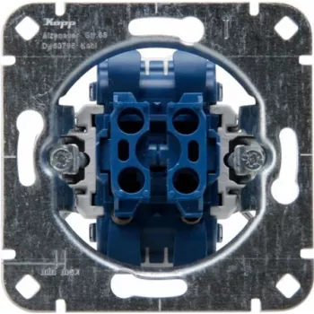 HEINRICH KOPP 507800006 dobbelt trykkontakt-indsats til indbygning, 2x NO, 250V, 10AX, aluminium