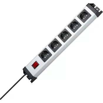 HEINRICH KOPP 5-fag stikdåseliste med kontakt, grå/sort, 1,4 m kabel 226620015