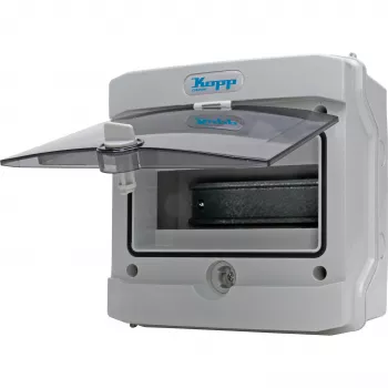 Heinrich Kopp 353854000 Surface-Mounted Damp Room Distribution Box with Door, Terminal Strip and Accessories, Grey/Black