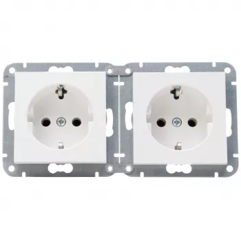 HEINRICH KOPP HK07 KombiQuick 2-fag horisontal indbygnings-Schuko-stikdåse, ren hvid 133729001