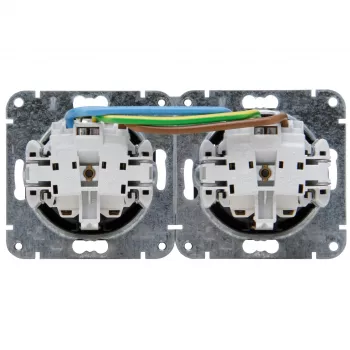 HEINRICH KOPP HK07 KombiQuick 2-Gang Flush-Mounted Socket Outlet, Schuko, Horizontal, Child Protection, Anthracite 133815003