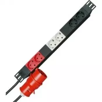 HEINRICH KOPP 19 inch rack-stikdåse 6-fag Schuko med kontakt, 1U, sort 930105013