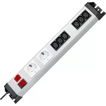 Heinrich Kopp POWERversal 8-fag stikdåse med 2 Schuko- og 6 IEC C13-stikdåser, 1,4 m kabel, sort 227520013