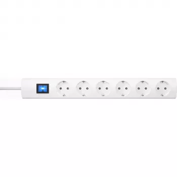 HEINRICH KOPP 232802005 stikdåse til indendørs brug med 6 Schuko-stikdåser, 1,4 m kabel, hvid