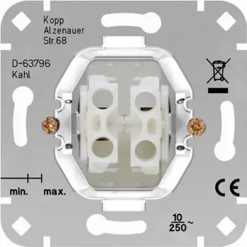 HEINRICH KOPP serie trykindstas, indbygget, 250V, 10AX, IP20, uden dæksel 504000009