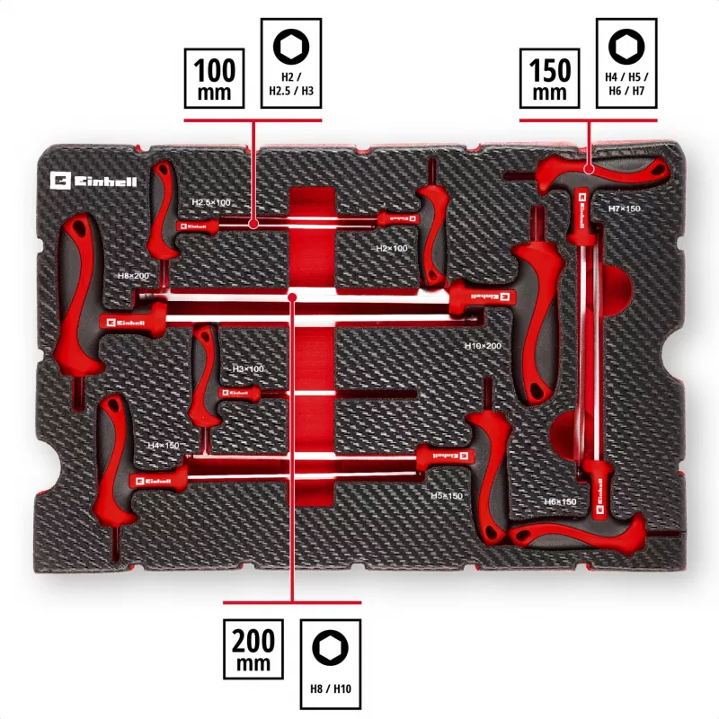 Einhell 370526 9-delt kasseindlægssæt til E-Case, rød/sort