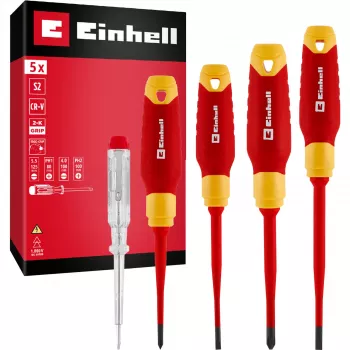 Einhell VDE elektriker-skruetrækker-sæt, 5-dele, SL 4,0/5,5, PH 1/2, spændingstester, 370541