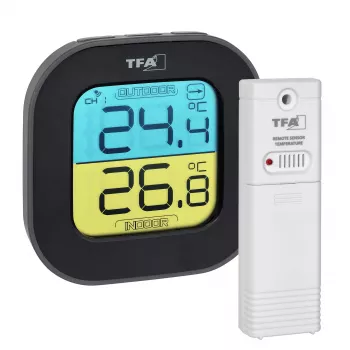 TFA Dostmann digital termo-hygrometer kvadratisk 1,5V 61x24x61mm sort 30.3068.01
