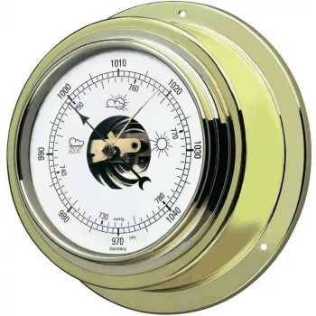 TFA Dostmann messingvægbarometer 29.4010B - analogt lufttrykmåler til indendørs brug, 980-1050 hPa