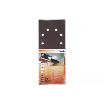 KWB 818788 slibepapirark blandede korn P60 P80 P120 P180 280x115 mm 30-pak