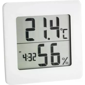 TFA DOSTMANN 30.5033.02 digitalt termo-hygrometer med LCD, max/min-hukommelse, komfortzonevisning, magnet-/stativmontering, hvid