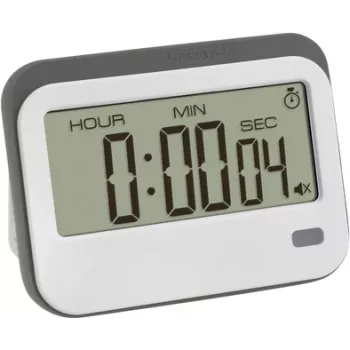 TFA Dostmann 38.2052.02 digital timer med stopur og vækkeur, hvid/grå