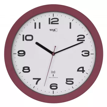 TFA Dostmann 60.3554.05 Radiostyret vægur, rød, 320 mm diameter