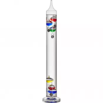 TFA Dostmann Galileo Galilei væsketermometer, transparent, 18-26°C, 5 flydere, glas, fritstående 18.1019.01.54