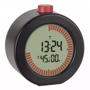 TFA Dostmann 60.2569.01 radiovækkeur, stort display, timer, sort/rød