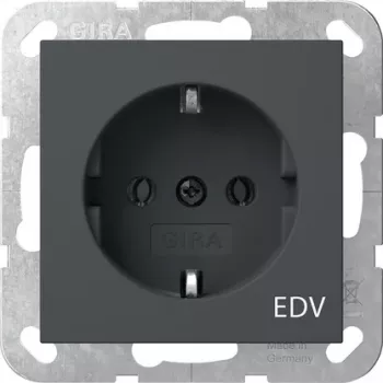 Gira System 55 Schuko-stikkontakt med EDV-påtryk, 16 A, ren hvid glans 445828
