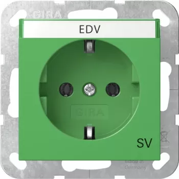 Gira 4457107 Schuko Socket Outlet with Hinged Cover, Increased Touch Protection, System 55, Green