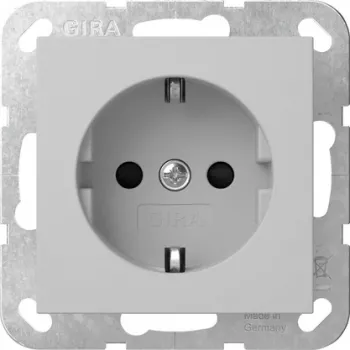 Gira 4453015 SCHUKO-stikkontakt med klapdæksel, System 55, trafikgrå (RAL 7043)