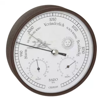 TFA Dostmann 20.2027.08 Analog Vejrstation med Barometer, Termometer og Hygrometer, hvid Skive, Messingkrans, vægmonterbar