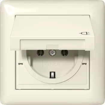 Gira 415701 SCHUKO-stikkontakt med klapdæksel, IP44, ren hvid