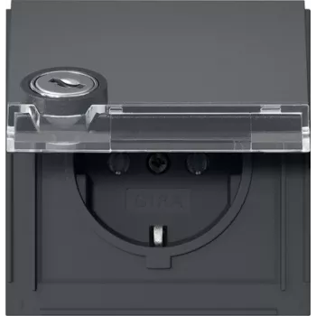 GIRA 446767 SCHUKO Socket Outlet with Key Lock, Keyed Different, 16 A, 250 V, Flush-Mounted, Thermoplastic