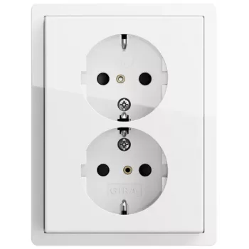 Gira Schuko-stikkontakt 2-dobbelt ren hvid blank 0783112